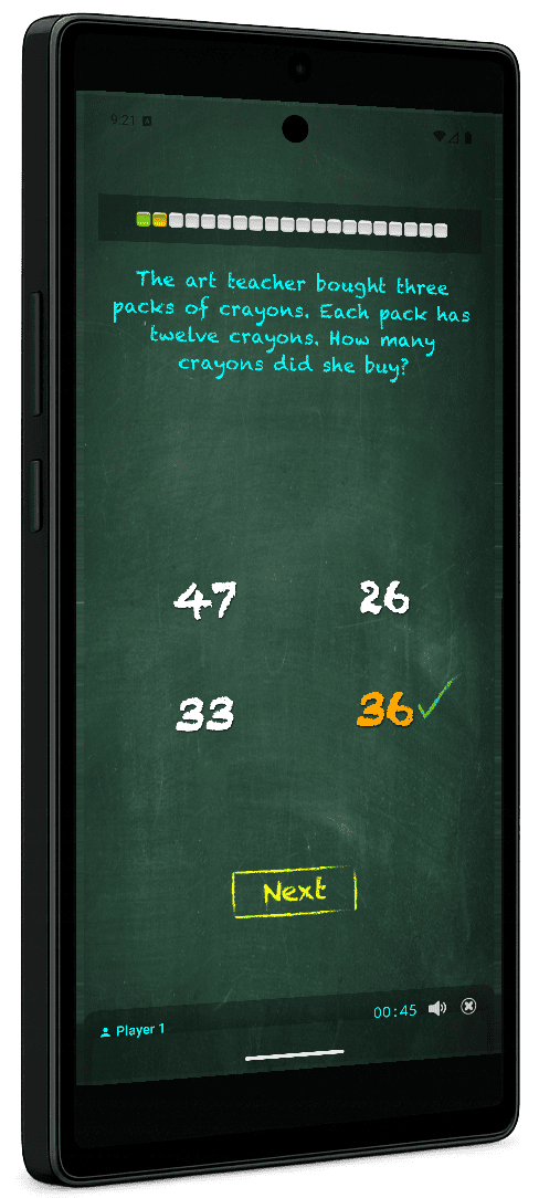 A multiplication word problem in TimesX on Android
