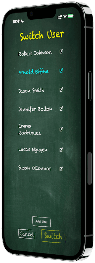 Unlimited student profiles for a classroom in TimesX on iPhone